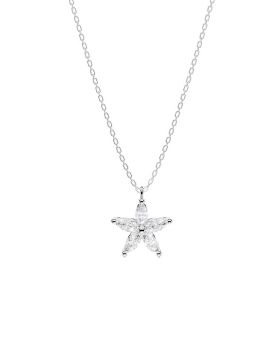 Flower Pendant Necklace Silver