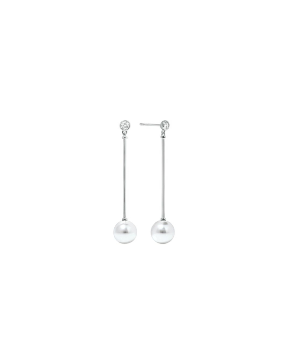 Long Pearl Earrings Silver