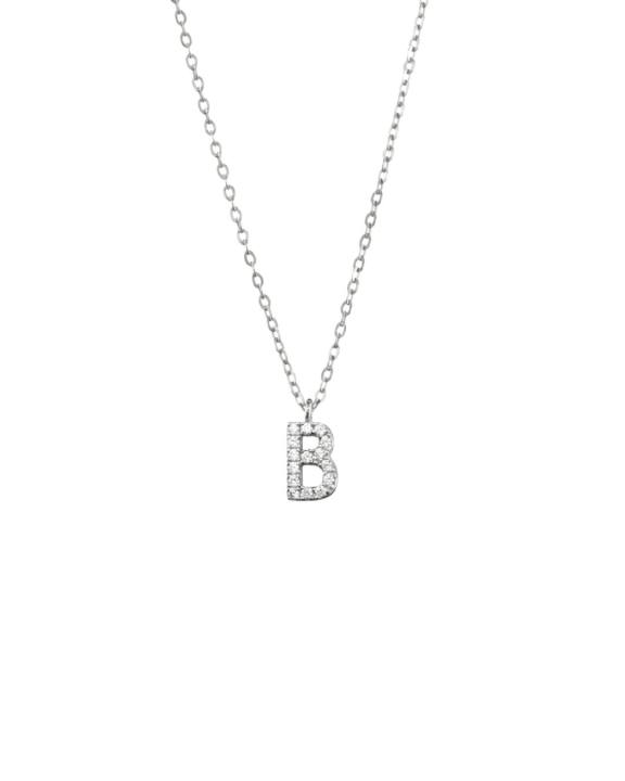 ANI Jewels - Stone Letter Necklace Silver - Bokstavshalsband - Silver