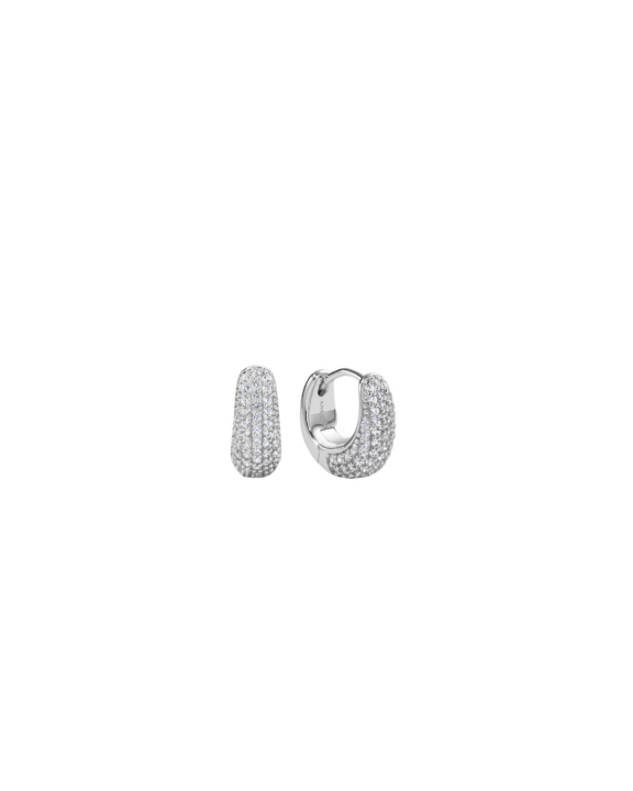 ANI Jewels - Pavé Dome Huggies Silver