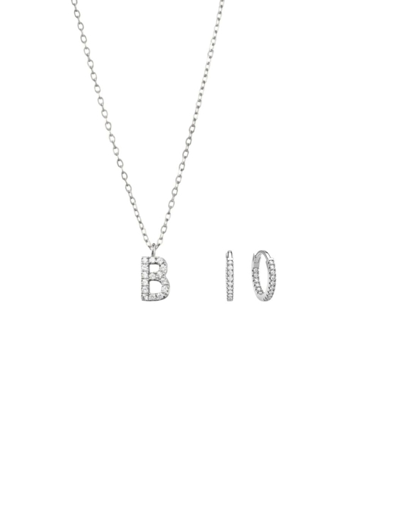 ANI Jewels - Stone Letter and Huggie Kit - Silver