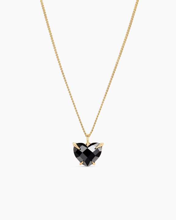 ANI Jewels - Black Heart Necklace Gold - Guldhalsband