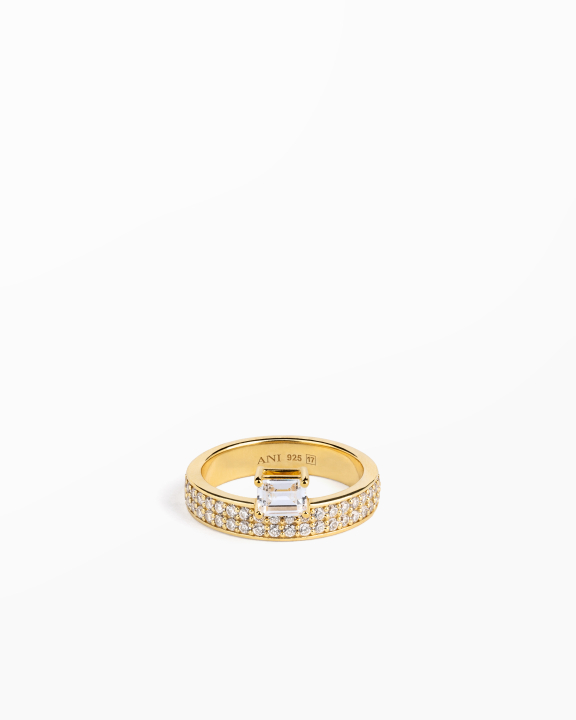 Double Sopra Pavé Emerald Ring Silver