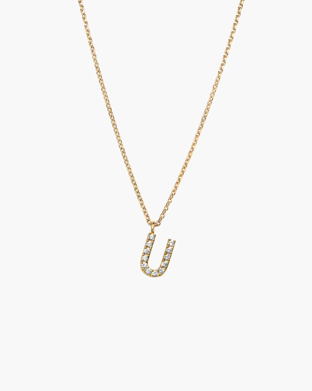 Stone Letter Charm Necklace Gold