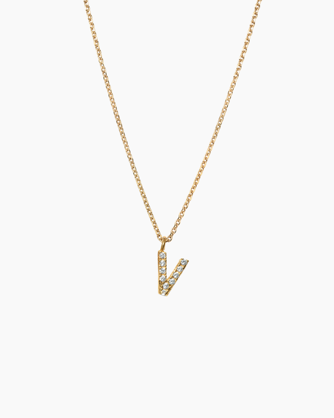 Stone Letter Charm Necklace Gold