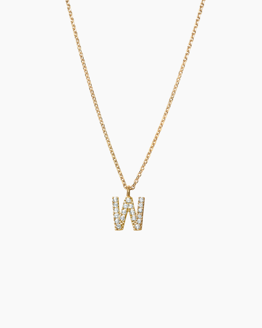 Stone Letter Charm Necklace Gold
