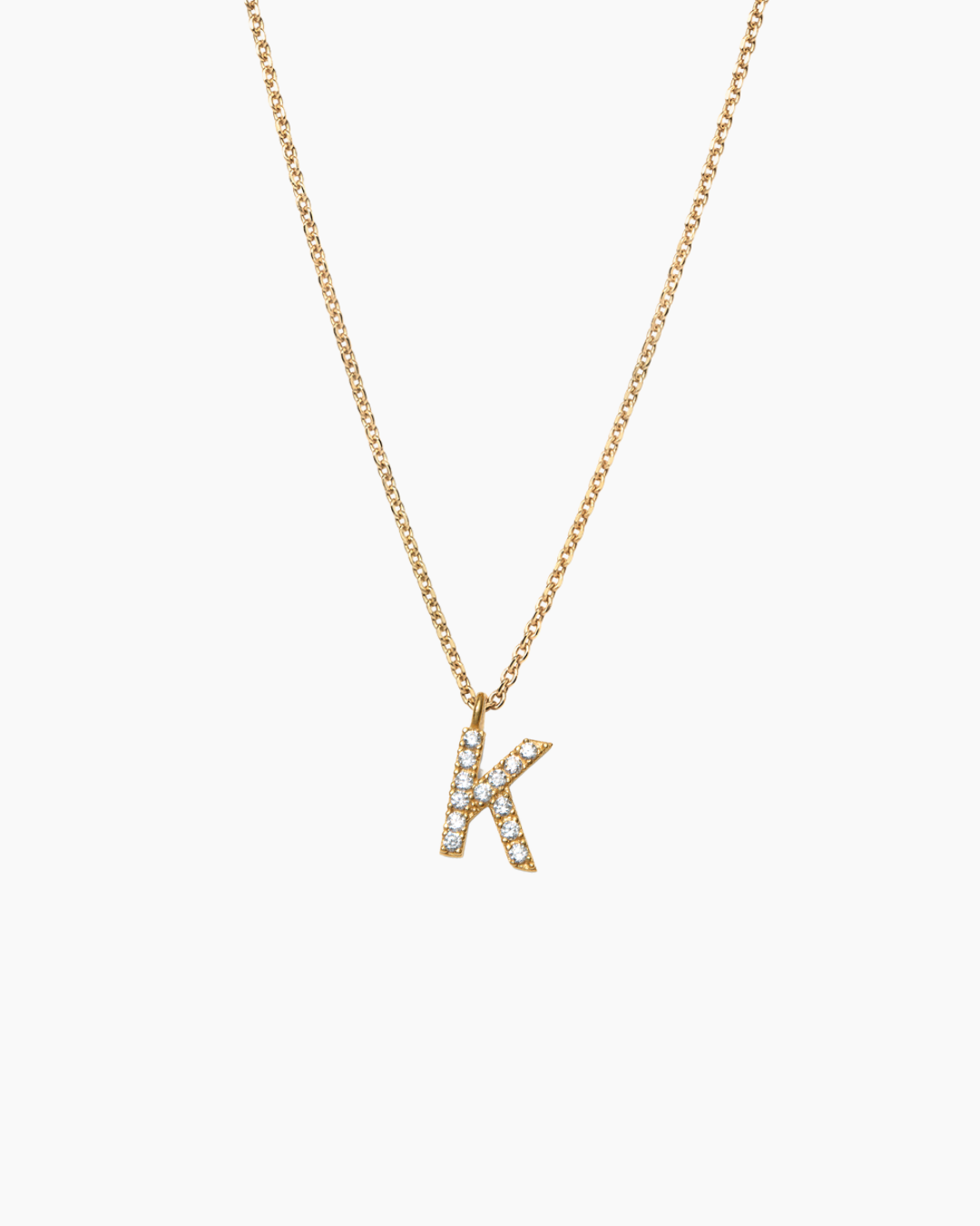 Stone Letter Necklace Gold