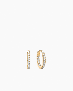 Stone Huggie Hoops Gold