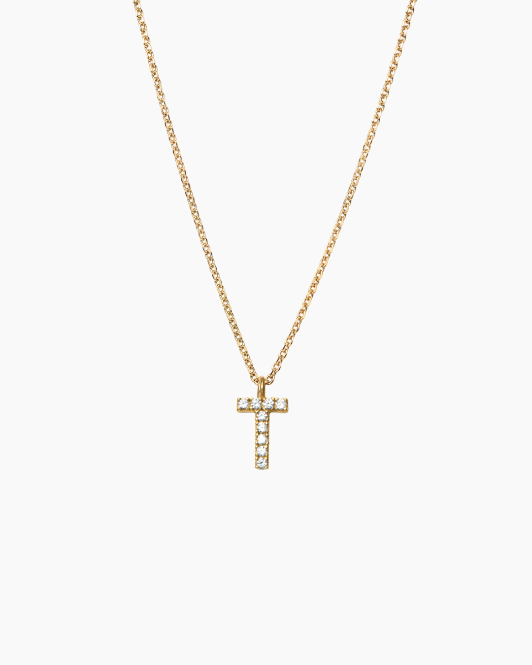 Stone Letter Necklace Gold