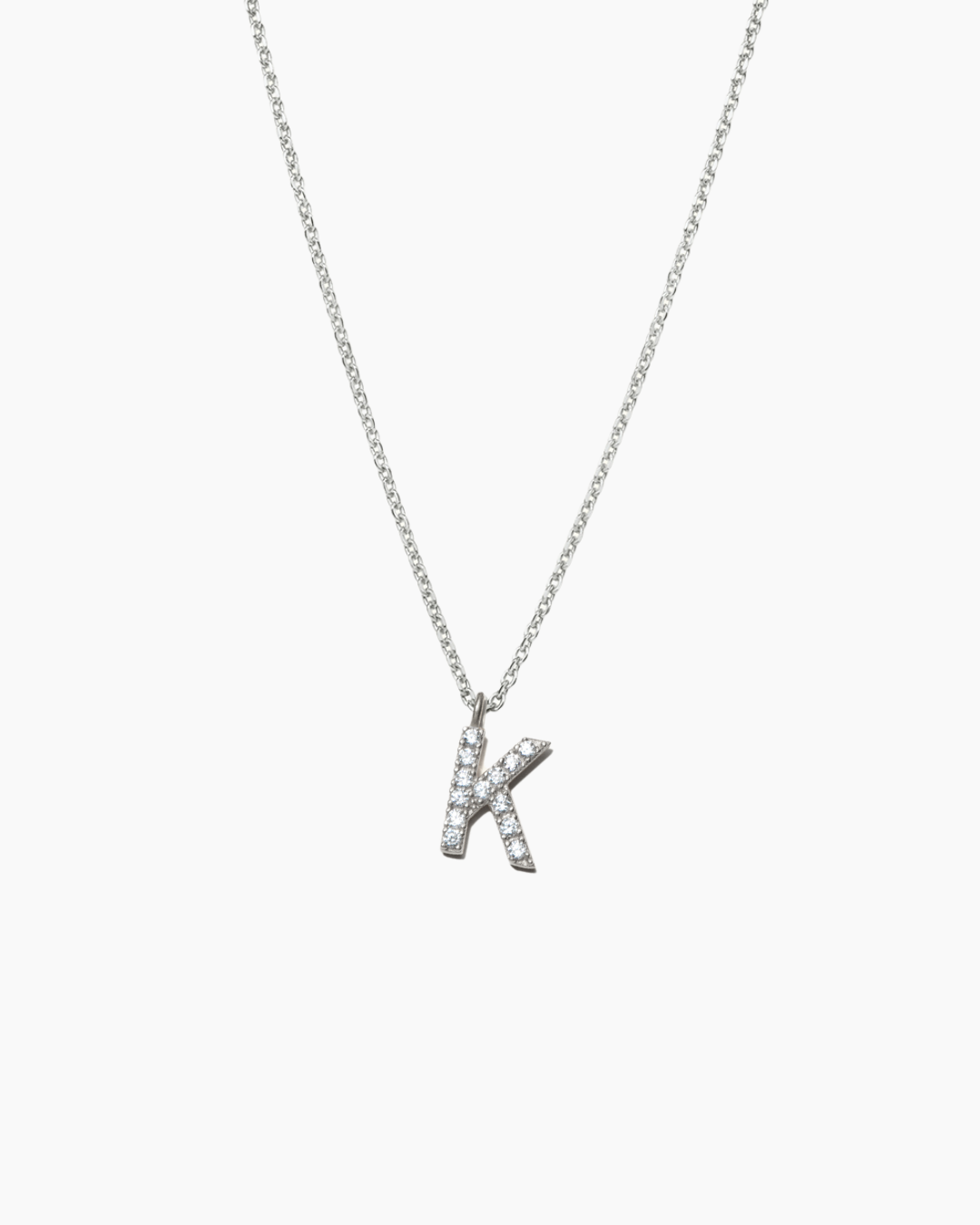 Stone Letter Necklace Silver