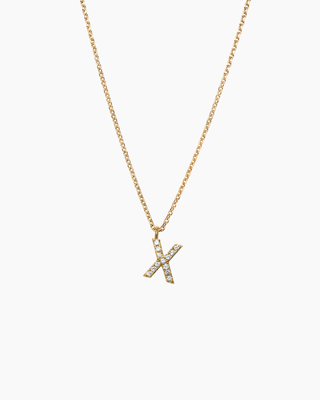 Stone Letter Necklace Gold