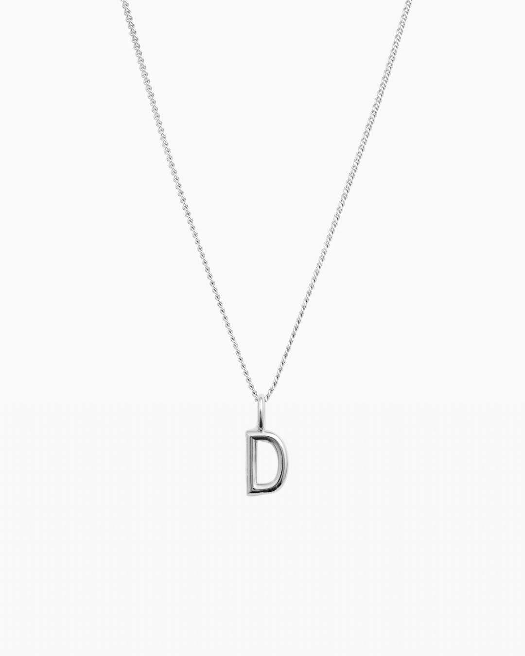Letter Charm Necklace Silver