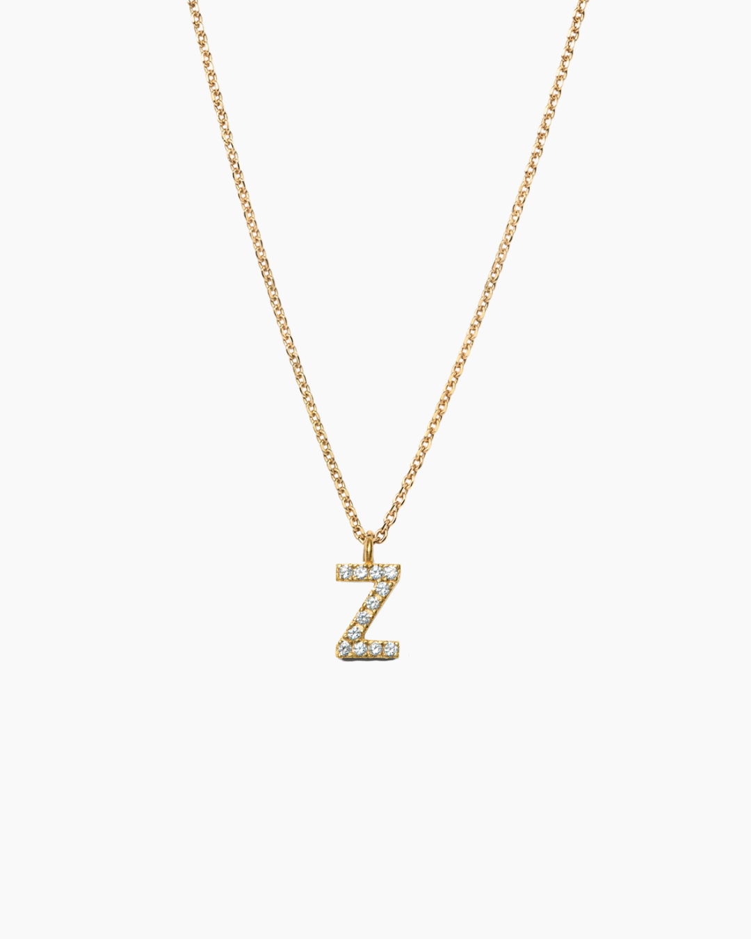 Stone Letter Necklace Gold