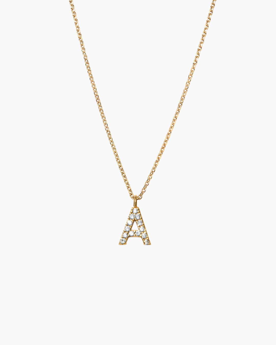 Stone Letter Necklace Gold