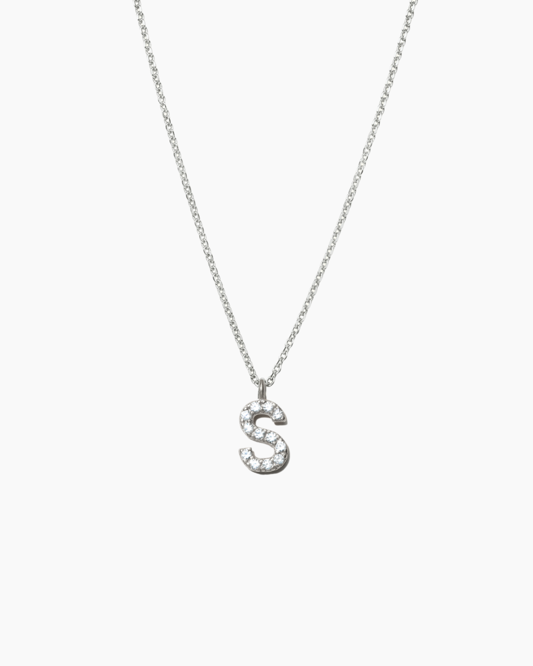 Stone Letter Necklace Silver
