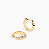 Rivetto Half Pavé Huggies Gold