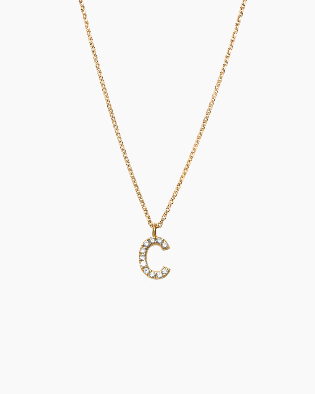 Stone Letter Necklace Gold