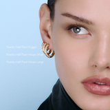 Rivetto Half Pavé Hoops Small Gold