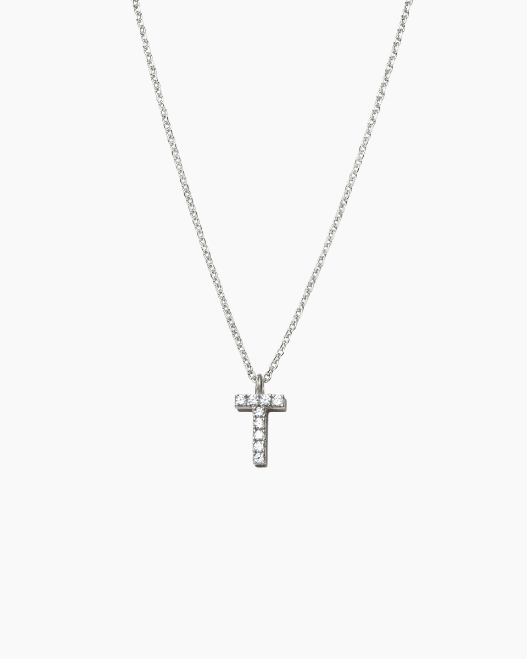 Stone Letter Necklace Silver