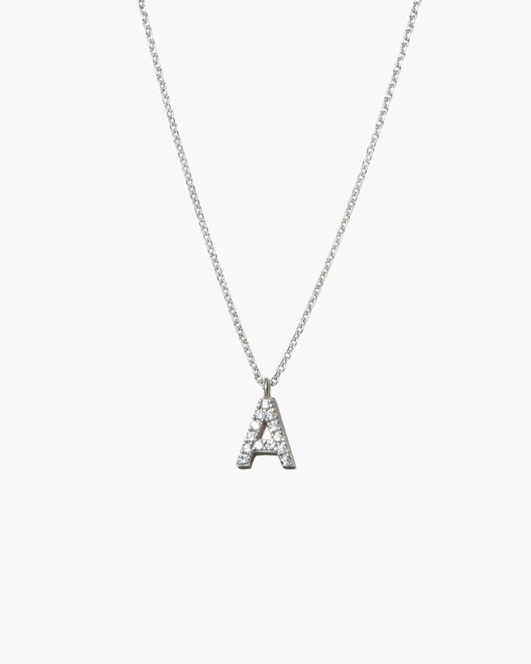 Stone Letter Necklace Silver