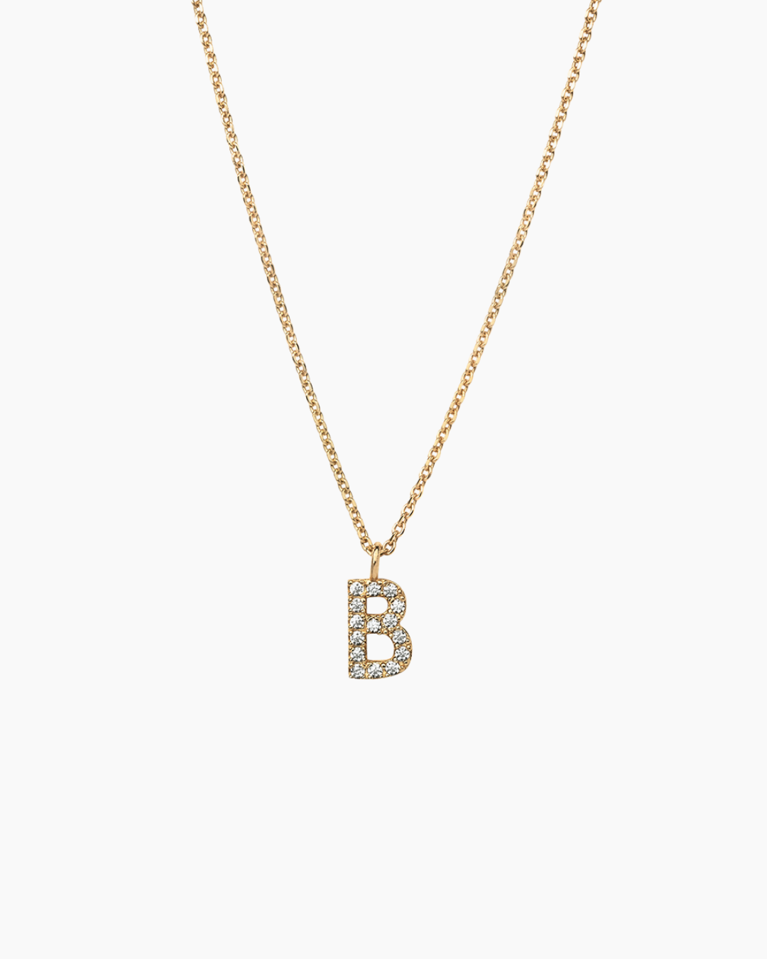 Stone Letter Charm Necklace Gold