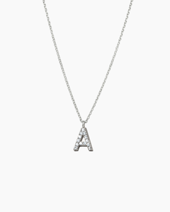 Stone Letter Charm Necklace Silver