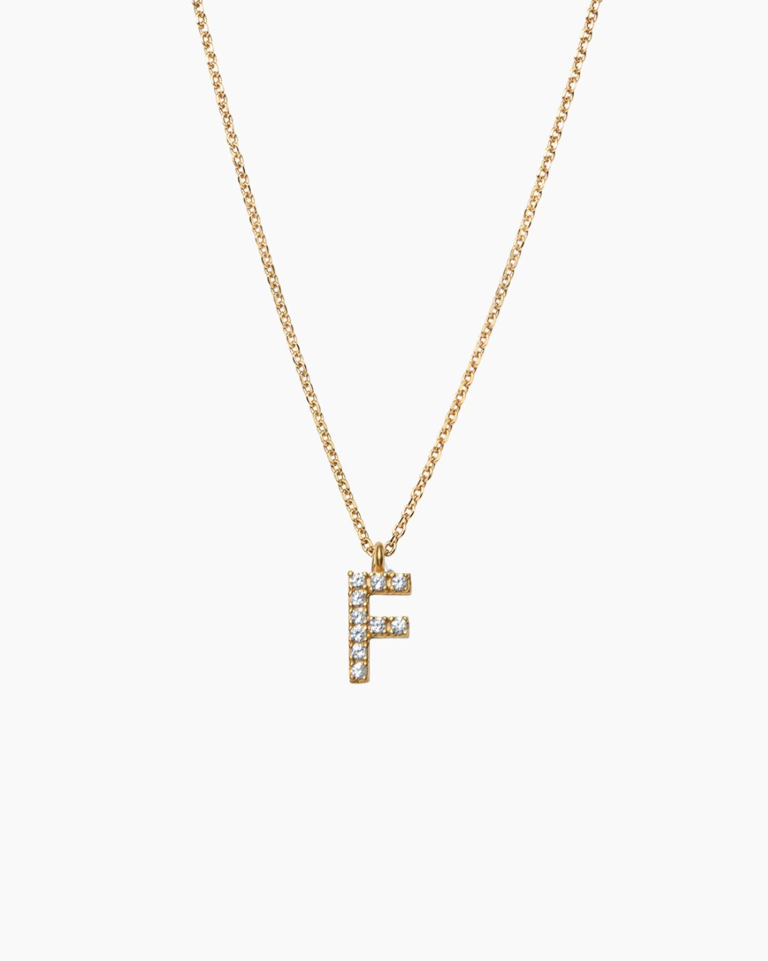 Stone Letter Charm Necklace Gold