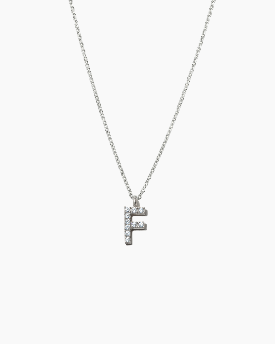Stone Letter Charm Necklace Silver