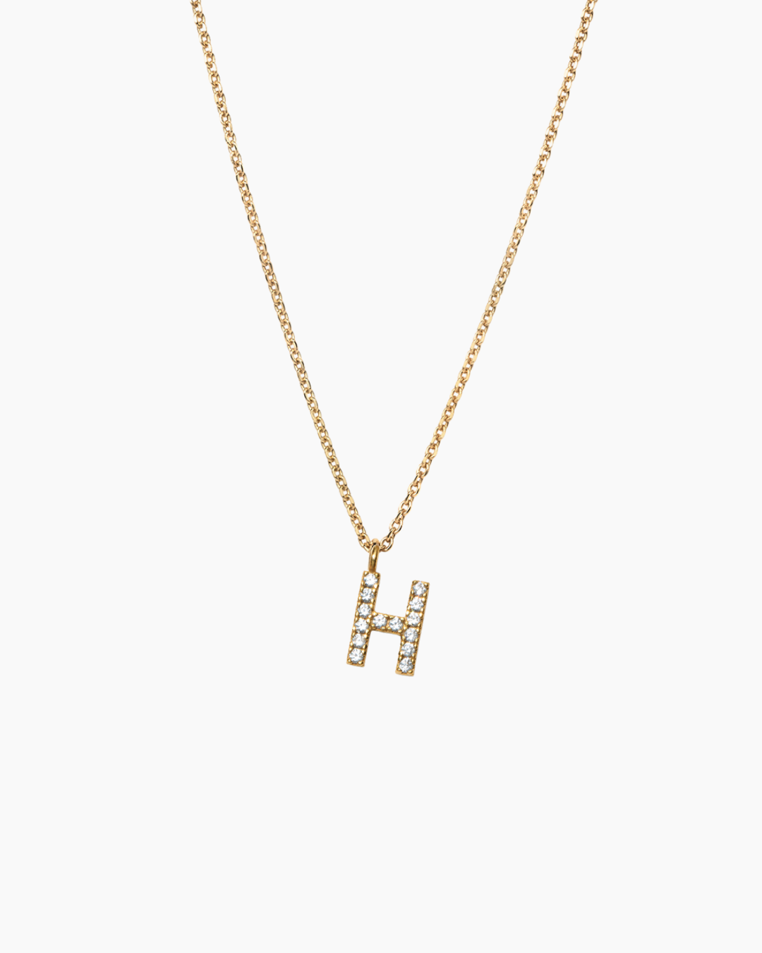 Stone Letter Charm Necklace Gold