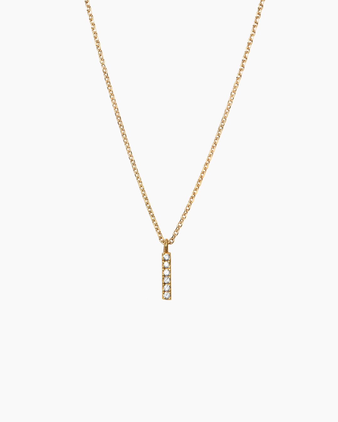 Stone Letter Charm Necklace Gold