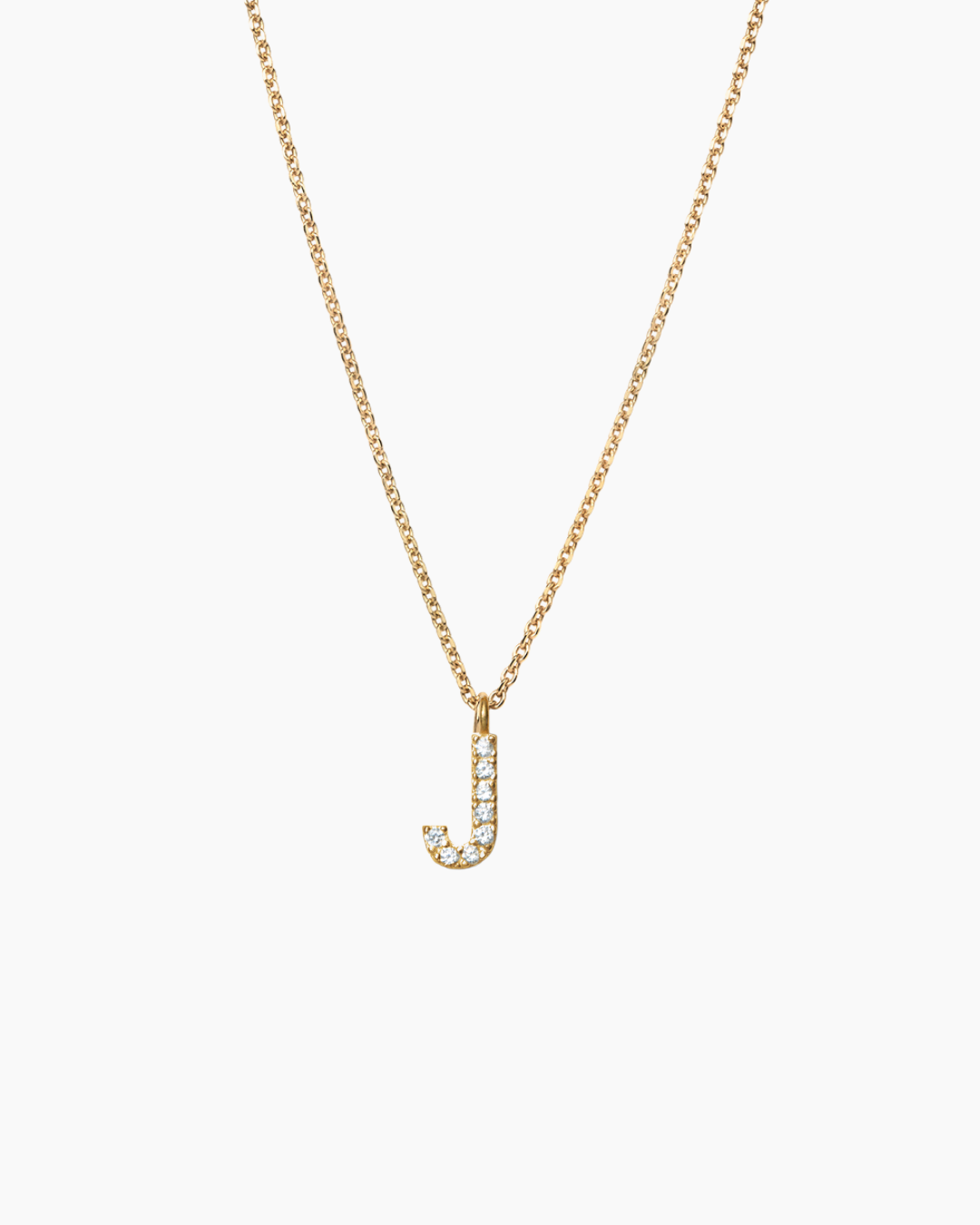 Stone Letter Charm Necklace Gold