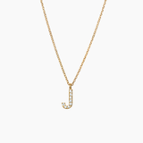 Stone Letter Charm Necklace Gold