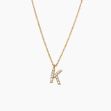 Stone Letter Charm Necklace Gold