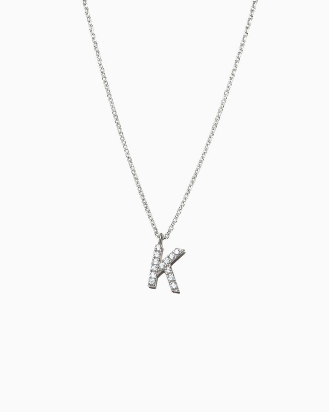 Stone Letter Charm Necklace Silver