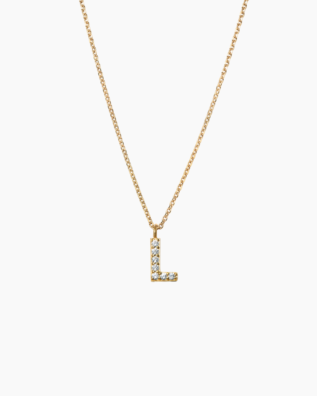 Stone Letter Charm Necklace Gold