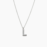 Stone Letter Charm Necklace Silver
