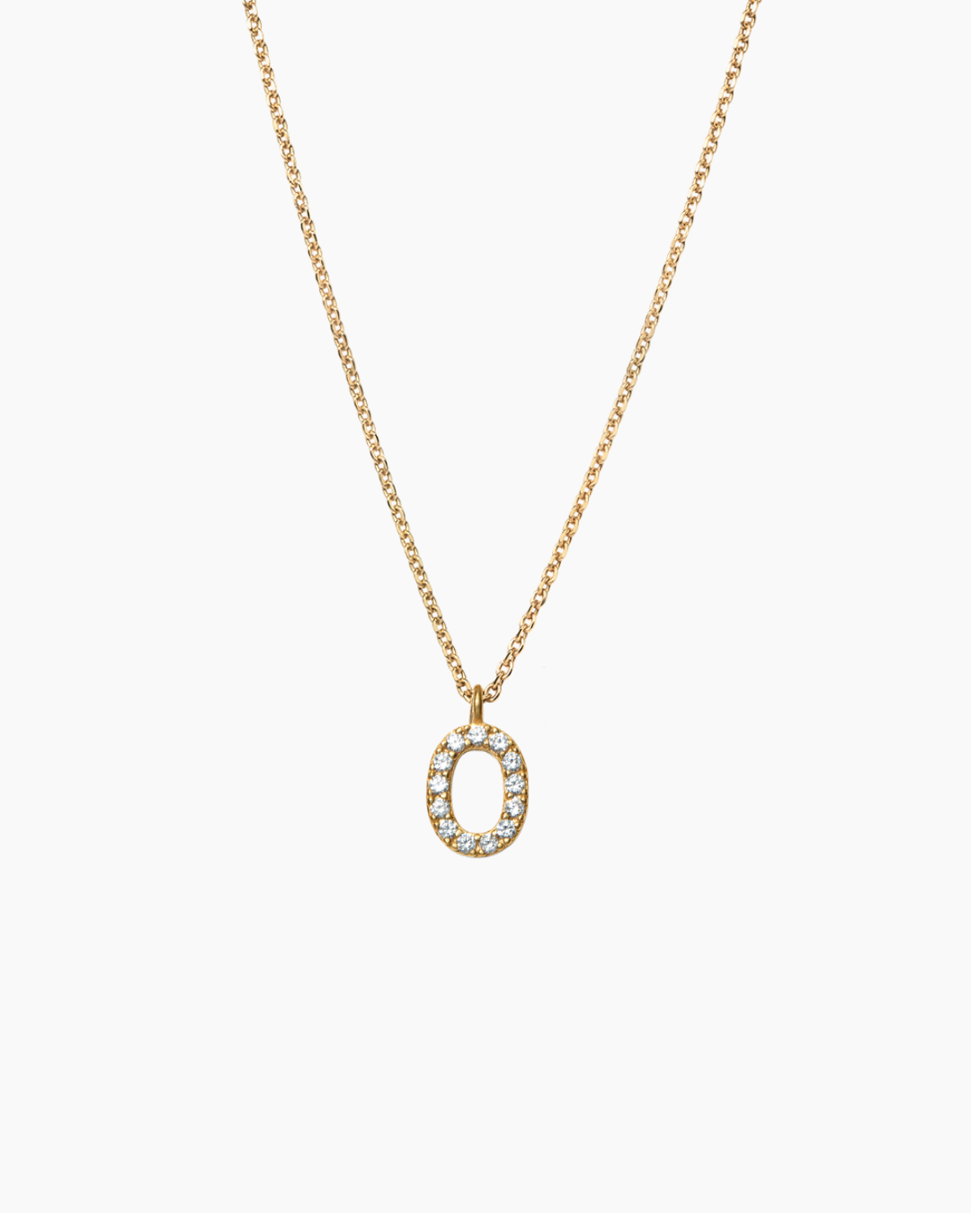 Stone Letter Charm Necklace Gold