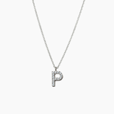 Stone Letter Charm Necklace Silver