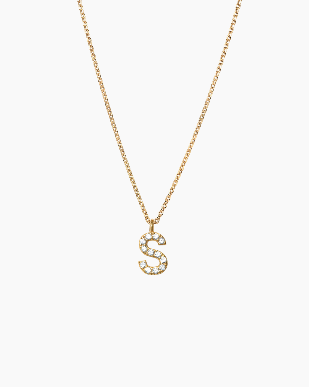 Stone Letter Charm Necklace Gold