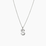 Stone Letter Charm Necklace Silver