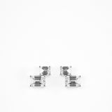 Double Emerald Studs Silver