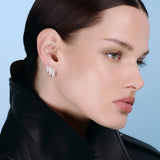 Rivetto Half Pavé Hoops Large Silver