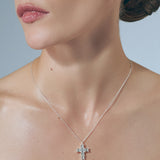 Emerald Cross Necklace Silver