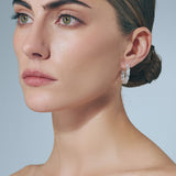 Emerald Cut Hoops Silver