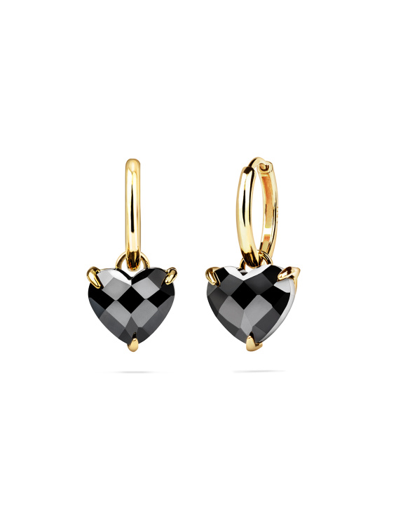 Black Heart Huggies Gold i gruppen Shop / Örhängen hos ANI (ANI-0125-49)