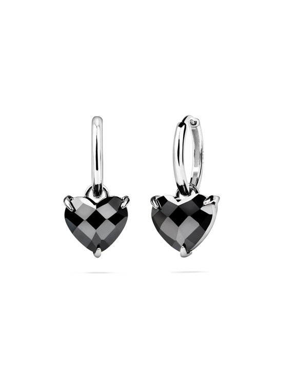 Black Heart Huggies Silver i gruppen Shop / Örhängen hos ANI (ANI-0125-50)
