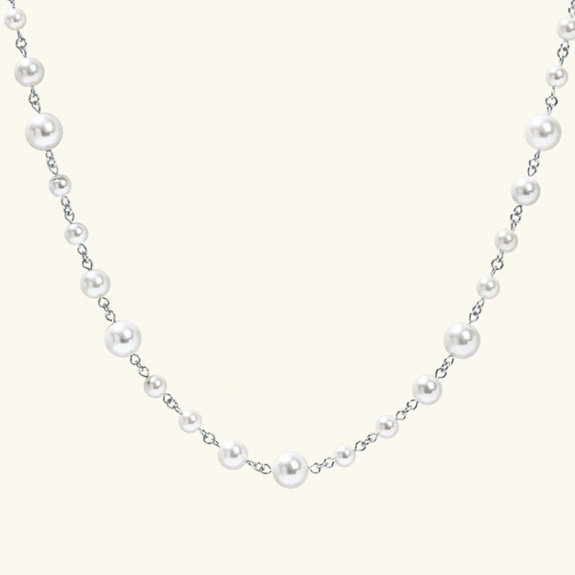 Long Pearl Necklace Silver i gruppen Shop / Halsband hos ANI (ANI-0523-002)