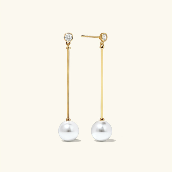 Long Pearl Earrings Gold i gruppen Shop / Örhängen hos ANI (ANI-0624-008)