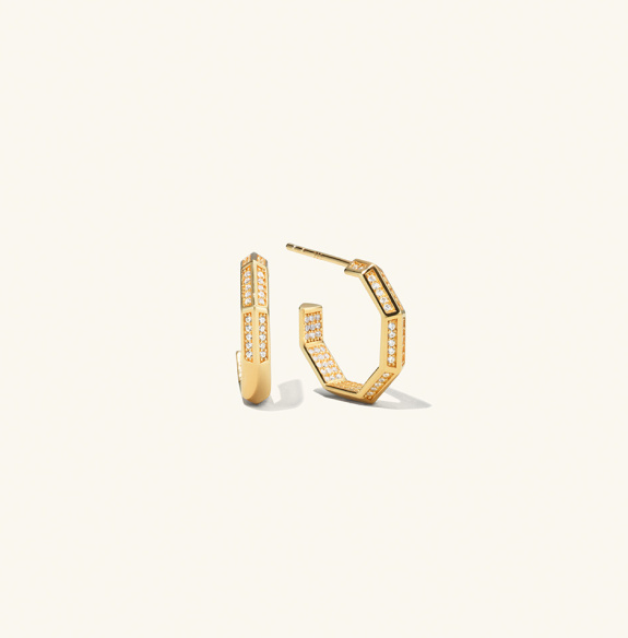 Pavé Octagon Earrings Gold i gruppen Shop / Örhängen hos ANI (ANI231011)