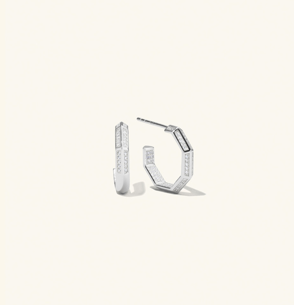 Pavé Octagon Earrings Silver i gruppen Shop / Örhängen hos ANI (ANI231012)
